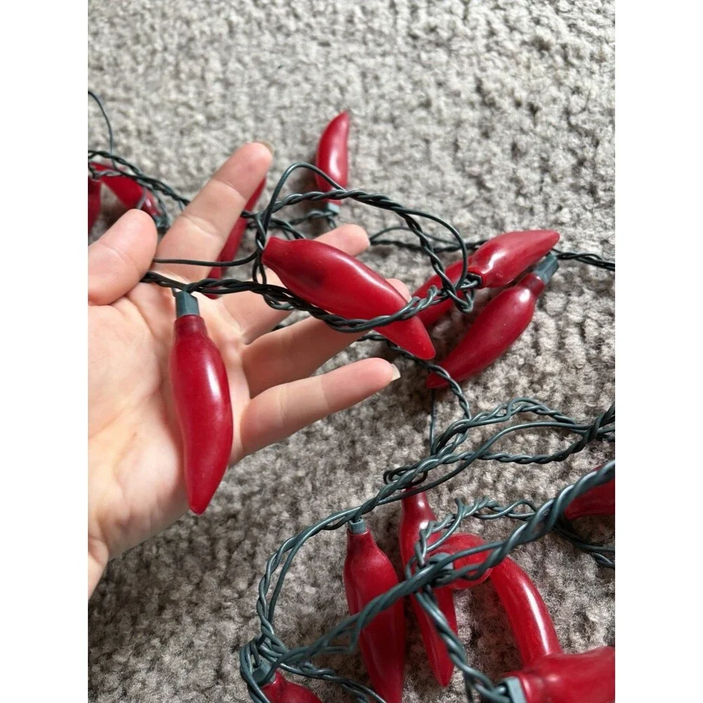 Red Chili Pepper Lights 50 Count Rubber Chili’s Tested Working! 10ft